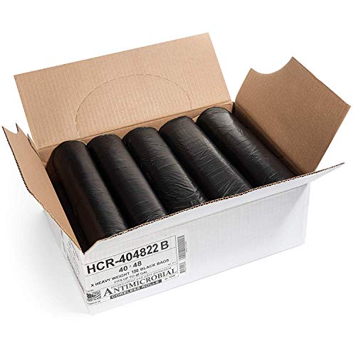 Image of Aluf Plastics 45 Gal Black Trash Bags, 22 Micron (EQ.), 40 inch x 48 inch (150 Pk)