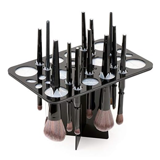 Luckyiren Acrylic Drying Rack for Brushes, Collapsible Stand with 28 Slots for Nail, Paint, and Makeup Brushes – Black, Unisex, Ideal for Artists and Enthusiasts