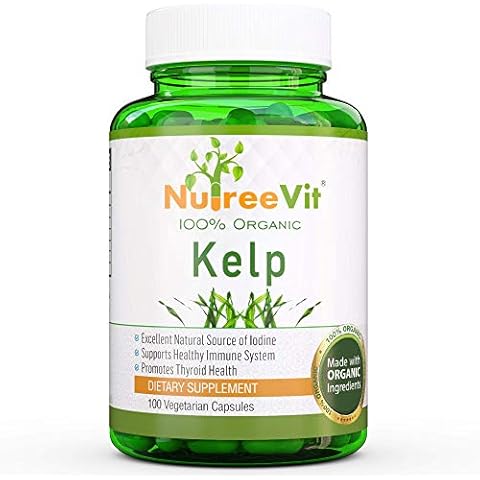 NutreeVit Pure Organic Kelp Powder Seaweed Supplement - 200 Capsules (500 mg) - All Natural Kelp Supplement Capsules Containing Pure Kelp Seaweed Powder for Daily Use Cover