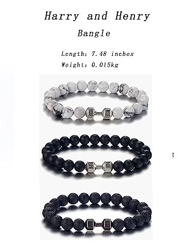 Harry and Henry 2/3PCS Weighted Bracelet for Men Dumbbell Bracelet for Men Mens Heavy Bracelets Mens Beaded Bracelets Gym Jewelry Gifts2