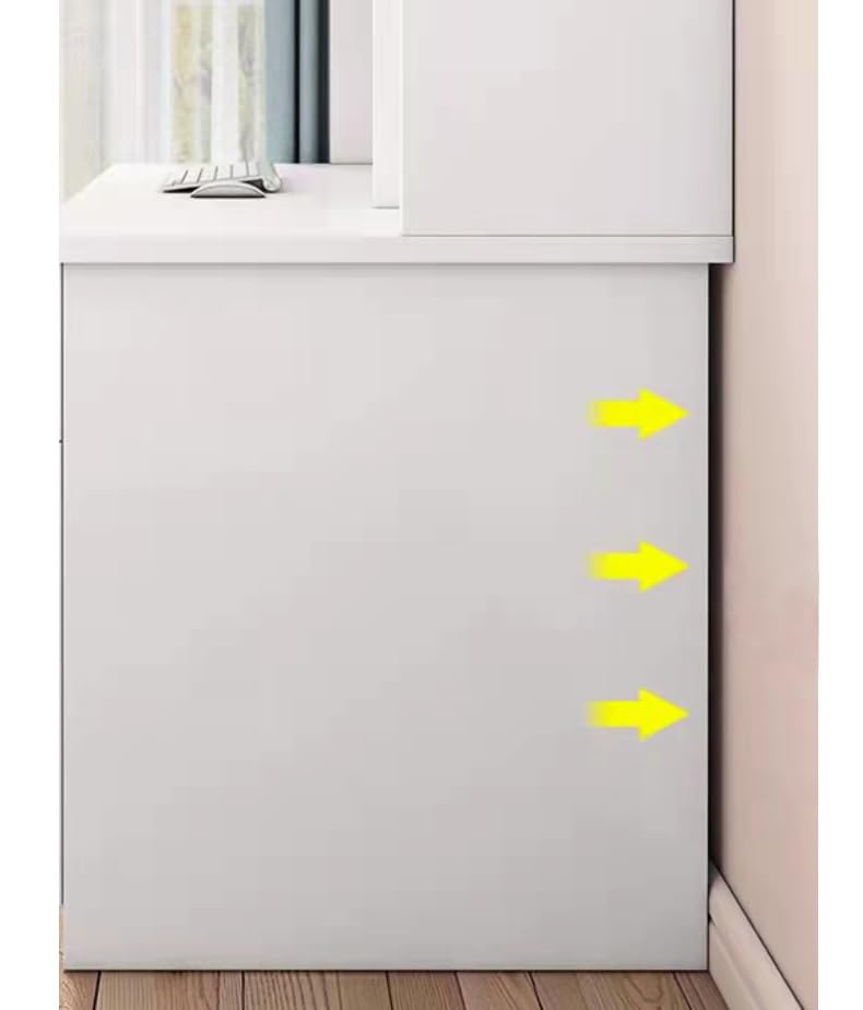 Biurko z litego drewna z wbudowaną półką na książki – nowoczesny prosty design do domowego biura i sypialni, białe, 75 x 50 x 185 cm, zajmujące mało miejsca meble do nauki