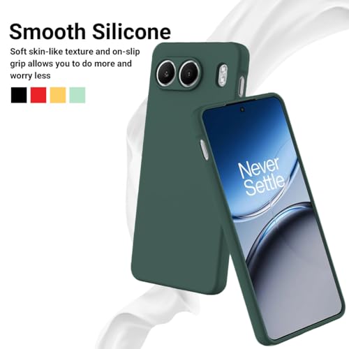 Image of DIZORO Microfiber Candy Compatible for Oneplus Nord 4 5G Smooth Touch Cushion Liquid Soft Silicone Gel Rubber Phone Cases Non-Slip Full Body Protective Shockproof Back Cover - Forest Green