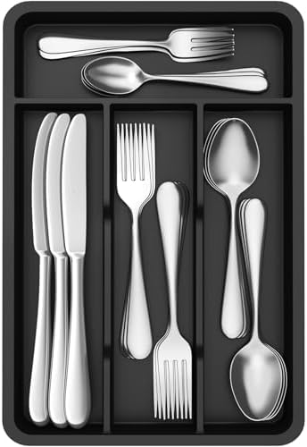 Lifewit Small Cutlery Tray, Cutlery Holder with 4 Compartments, C...