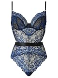 Ann Summers Hold Me Tight Body Hourglass Shaping, Ladies Underwear with Brazilian Brief, Bodysuit with Cut-Out Back, & Underwired Cups - Genuine Womens Lingerie Black/Blue