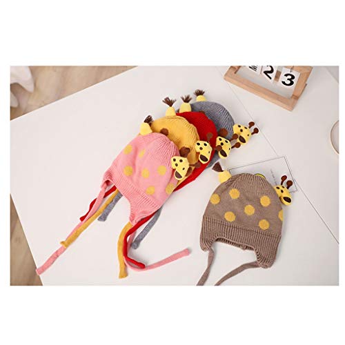 Toddler Girls Boys Winter Cute Deer Hat，Cotton Lined Knit Kids Earflap Outdoors Cap (Color : Pink, Size : 3-24 Months) #TOP4