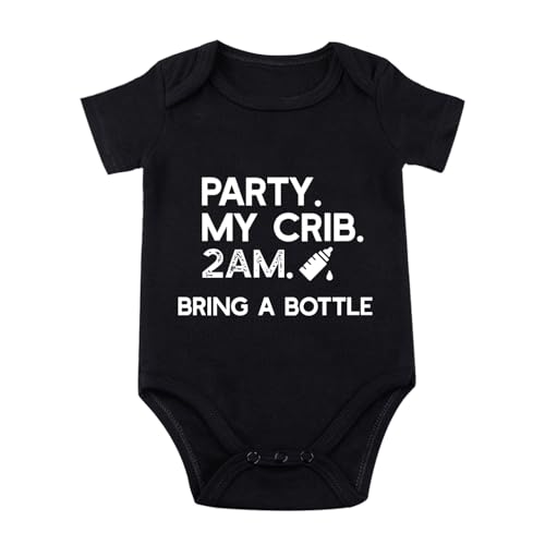 Image of listery Party My Crib Bodysuit Funny Bodysuit Baby Sayings Baby Boy Clothes Party At My Crib 2 Am Bodysuits Baby Girl Clothes