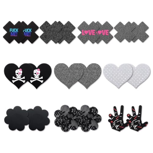 Image of Glitters Pasties Rave Pack Nipple Covers Stickers Disposable Sticky Breast Petals Bra for Women Rave Outfit Party