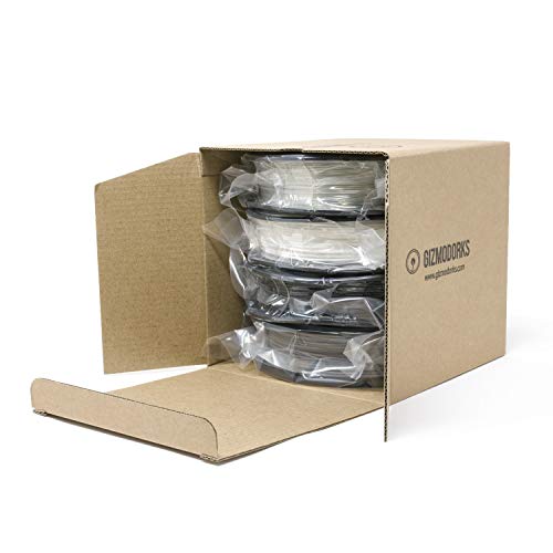 Image of Gizmo Dorks 1.75mm PLA 3D Filament 4 Color 200g Each Black Grey Clear White | Eco Friendly Bioplastic, Multi Sample Trial Bundle Pack, Universal FDM Extrusion Fit, Small Project Starter