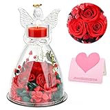 PGonline Ewige Rose Engel Geschenke für Frauen,Engel Kerzenhalter Rosen, Engel Figur Geschenk für Sie, Muttertagsgeschenke für Mama, Geburtstagsgeschenk Valentinstag für Frauen Mutter Oma Geschenk