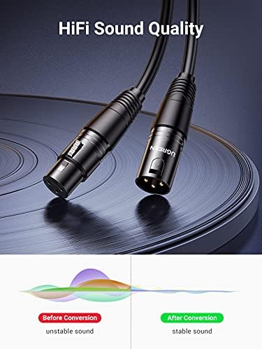 UGREEN XLR to XLR Cable,3-Pin Microphone Male to Female Extension Lead Neutrik Mic Jack Extender Cord for PA System Studio Recorder Amplifier Mixer Speaker Professional Recording Live Stage(10M)