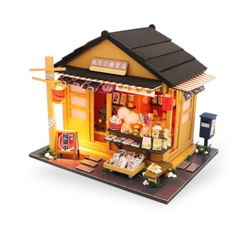 Vincrafted Cozy Japanese Street Shop Miniature – DIY 1:24 Scale Dollhouse all-inclusive diy kit for a fun