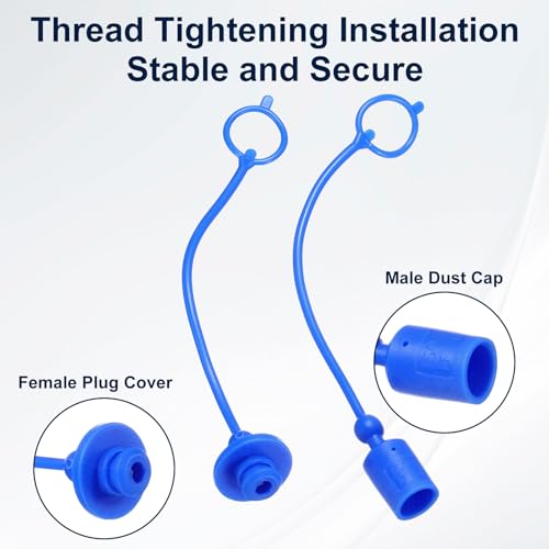 Image of HARFINGTON 2Sets 1 /4 Hydraulic Hose Dust Cap and Plug Kit, ISO-A Male Dust Cap & Female Plug Cover Quick Disconnects Air Coupler Cover Port Plug Fittings with Retention Ring, Blue /Yellow