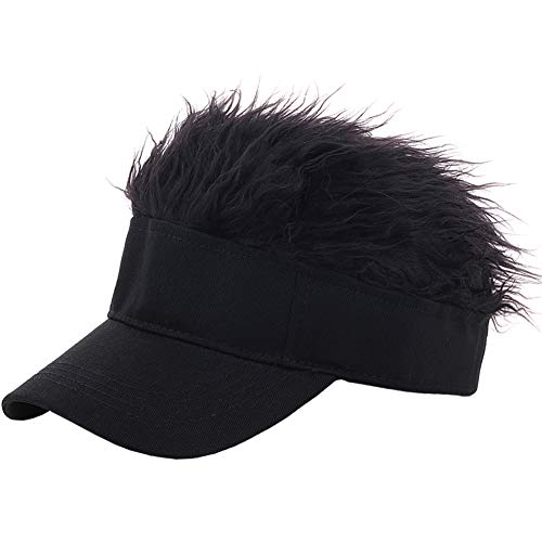 CRUOXIBB Visor Sun Cap Wig Peaked Baseball Hat Novelty Adjustable Visor with Spiked Hair