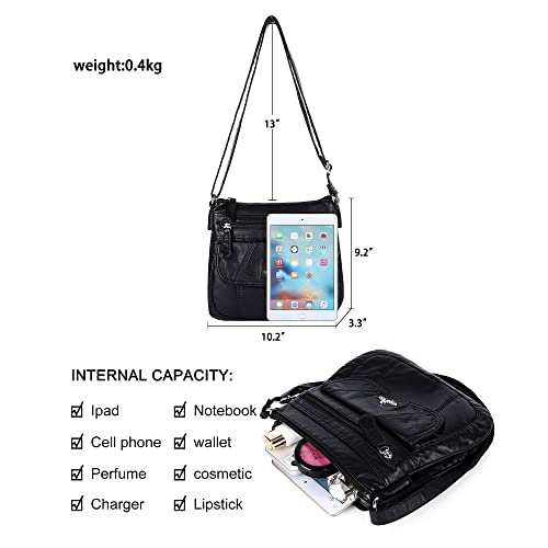 Image of Angelkiss Small Womens Crossbody Bag Leather Shoulder Purse for Women Hobo Bag with Adjustable Shoulder Strap