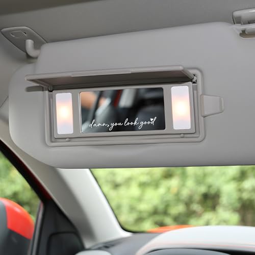 Image of 5pcs Damn, You Look Good Car Rear View Mirror Decal, Vinyl Car Quote Sticker for Back Window Positive Rearview Mirror Label Accessories for Women Self Affirmation Mental Health Awareness Gift