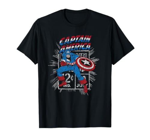 Marvel Avengers Captain America Comic Vintage Sketch T-Shirt - image 1