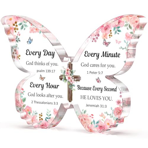 Christian Gifts for Women Faith, Butterfly Acrylic Plaque Sign, Christian