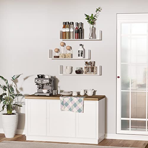 HOMCOM Lot de 3 étagères manga murales flottantes - dim. 80L x 18l x 18H cm - kit Complet de Fixation Inclus - MDF Grain de Bois Blanc – Image 6