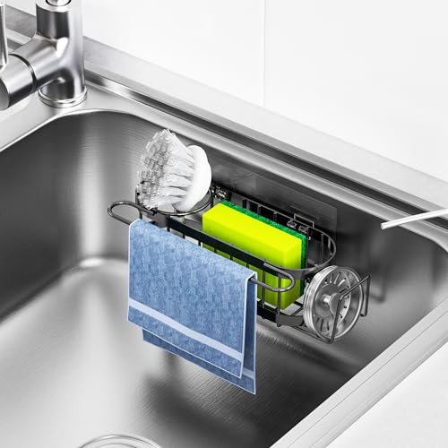 image for Cisily 3-in-1 Sponge Holder for Kitchen Sink Caddy (Hanging&Adhesive),