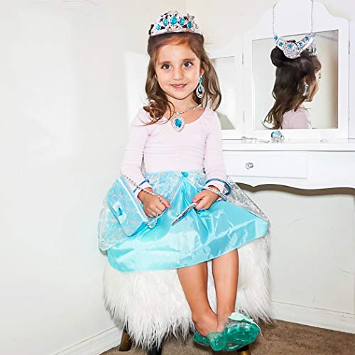 21 Pack Princess Pretend Jewelry Toy,Girl Dress Up toys Girl’s Jewelry Dress Up Play Set Included Crowns,Necklaces,Wands,Rings,Earrings,Skirt - Thumbnail 3