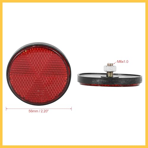 Image of Pair M6x1.0 Red Plastic Universal Screw Mount Reflective Warning Reflector for Motorcycle Bike Auto Replacement Parts