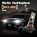 HUOKEDS for Ford Explorer 2011-2015 FOG Lights Bulbs Combo, 4pcs Super Bright White Dual Beam and Fog Lights Blubs Package, 1:1 Size as Stock Bulbs, Plug and Play