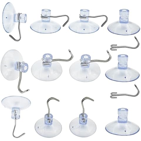 Suction Cups Hooks Clear PVC Plastic Suction Holder Suction Pads Removable Reusable for Kitchen Bathroom Wall Window Glass Door Tiles Organization Christmas Decoration Aquarium fish tank (12 PCS) Cover