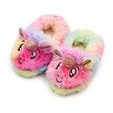 BTHRORO Zapatillas Casa Niños Invierno, Unicornio Bonito Zapatillas de Peluche, Interior Antideslizantes Cálido Slippers para Niñas Niños