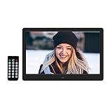 JHNEA Cadre Photo Numérique 14.1 Pouces, Cadre Numérique Ecran avec 1280x800, Télécommande, Prise en Charge SD/USB avec Photo/Musique/Lecteur Vidéo/Calendrier,Black