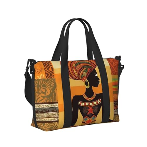 Travel Duffel Bag for Men Gym Bag, African Woman Luggage Bag with Shoulder Strap, Large Gym Tote Bag for Women, Weekender Overnight Bag, Foldable Carry on Bag for Airplane2