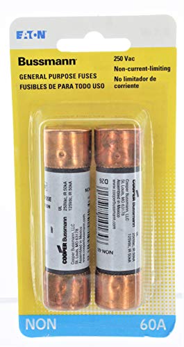 Cooper Bussmann BP/NON-60 60-Amp One-Time Cartridge Fuse Non-Current Limiting Class K5 250V UL Listed Carded, 2-Pack