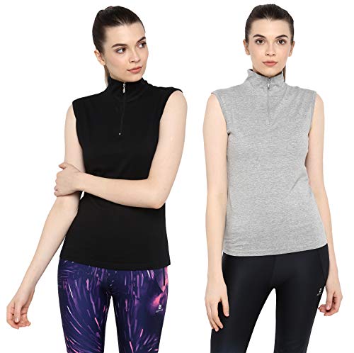 Image of Ap'pulse Women's Sleeveless 1 /4 Zip Hineck Tshirt(Pack of 2)