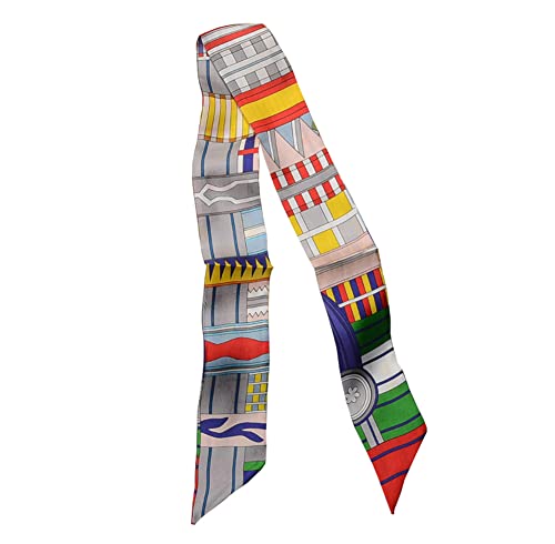 JERLA 100% Mulberry Silk Scarf, Head Hair Ribbon, Bag Scarf, Multicolor, 34.7