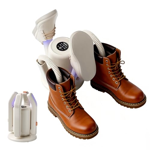 Boot Dryer, Shoe Dryer for Work Boots and Gloves, 4 Tubes with 6 Timers, Rose Salt Remove Odor, Quiet Portable Shoe Dehumidifier, Suitable for Ski Boots, Shoes, Gloves, Socks & Hats, SH03 by SOGEE - Used condition - US$30.32