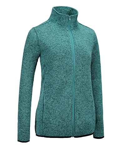 Image of Dolcevida Women's Long Sleeve Sweater Fleece Zip Up Speckled Jacket with Pockets