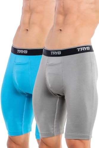 Image of TRYB Men's Compression Shorts & Pants | Sports Innerwear for Gym, Running & Training | Quick Dry, Breathable, 4-Way Stretch, Moisture Wicking, Anti-Chafing Muscle Support Athletic Wear with Pocket