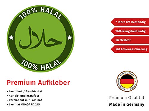 Aufkleber 100% Halal Hinweis Schild für Döner Imbiss Bistro Premium Sticker Wetterfest und UV-Beständig
