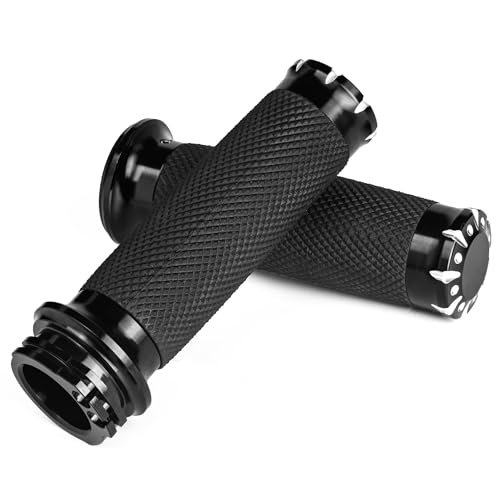 BlueStars 1-Inch Handlebar Hand Grips, Non-Slip and Durable - Compatible with Harley Dyna, Sportster 883 1200, Road Glide, Softail, Street Glide, Tour Glide