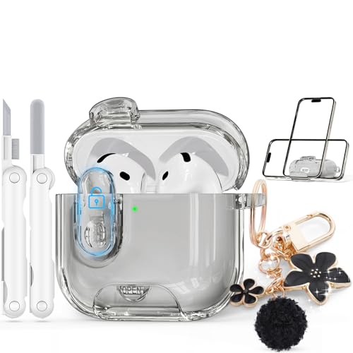 Image of for AirPods 4 Case 2024 with Safety Lock,Clear Black