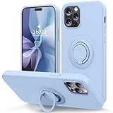 MOCCA Compatible with iPhone 14 Pro Max Case with Ring Kickstand | Liquid Silicone | Microfiber Linn