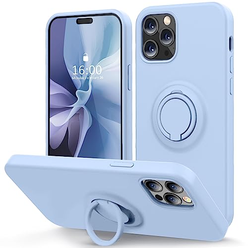 Mocca Compatible With Iphone 14 Pro Max Case With Ring Kickstand | Liquid Silicone | Microfiber Linner |Anti-Scratch Full-Body Shockproof Protective Cases For Iphone 14 Pro Max 6.7Inch - Clove Purple #TOP17