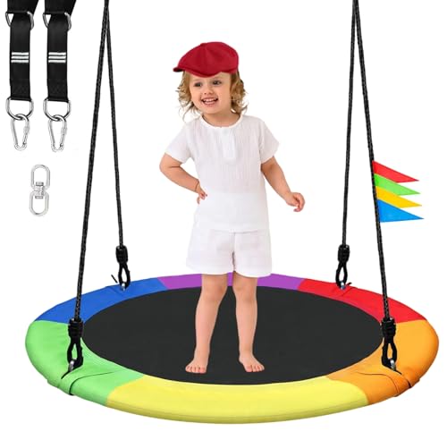 Joytential 40 Nest Tree Swing Seat for Kids Adults, Swing Set with Adjustable Hanging Straps, 320KG Weight Capacity, Waterproof Durable Swing Sets for Indoor Outdoor Backyard Playground (Colorful)