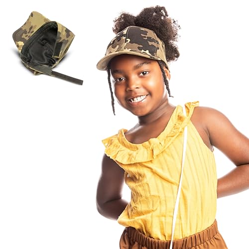 Satin Lined Baseball Hat for Girls Ponytail Hat for Curly Natural Hair for Kids Backless Cap Curl Hair Cap