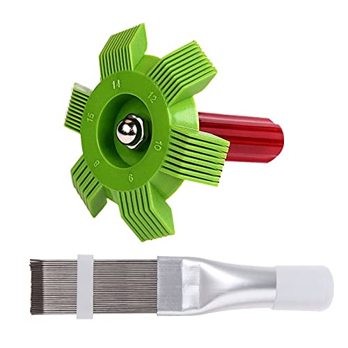 2pcs Air Conditioner Condenser Fin Cleaning Brush and Comb Set Fin Cleaner Fin Straightener Refrigerator Coil Cleaning Kit HVAC Maintenance Evaporator Radiator Repair Clean Tool