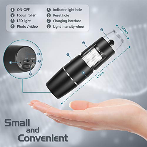 Wireless Digital Microscope 1X-1000X 1080P Handheld Portable Mini WiFi USB Microscope Camera with 8 LED Lights for iPhone/iPad/Smartphone/Tablet/PC - Thumbnail 6