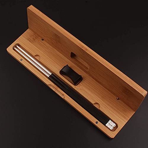 OOPST Baguettes, 1 paire de baguettes de luxe réutilisables en bois et argent, coffret cadeau, baguettes japonaises chinoises coréennes de 10 pouces avec repose-baguettes A ( Color : B )