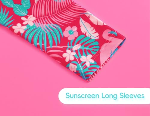 Girls Swimsuit Long Sleeve Rush Guard Bathing Suit Swimwear with Bikini Bottom Sun Protection4