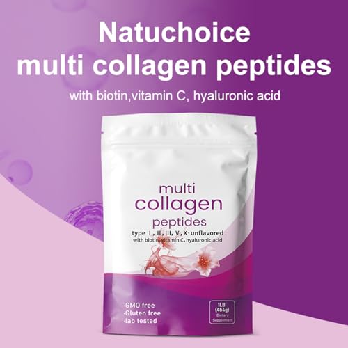 Image of Multi Collagen Peptides Powder - 16 oz Full Spectrum Types I, II, III, V & X with Biotin, Hyaluronic Acid and Vitamin C for Women & Men - Non-GMO Formula