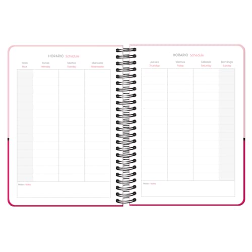 Miniatura 3 de Dohe - Agenda Escolar 2024 2025 - Semana Vista, Tamaño A5 15x21 Cm , Cierre Anillas Y Goma, Español E Inglés, 4 Páginas De Pegatinas, Septiembre A Junio, Material Escolar - Duo Rosa