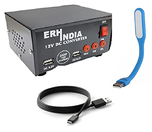 Image of ERH INDIA Dc to Ac Converter 12v to 220v 12v dc to 220v ac Converter USB 200 Watt DC to AC Car Inverter for Multiple Applications